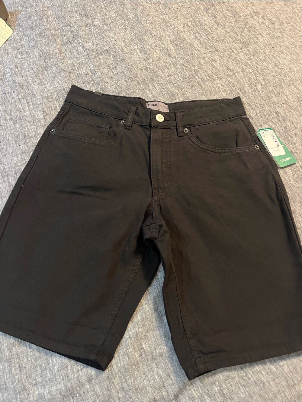 DJAB Men's Black Flat-Front Cotton Shorts. NWT.